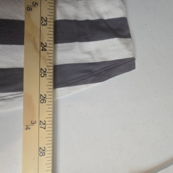 Soft Surroundings Adrift Tunic Top Boat Neck Nautical Stripe Casual Gray White M - Picture 8 of 8